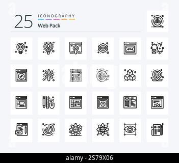Web Pack 25 Line icon pack including error error page. layer. web. graphic. creative Stock Vector