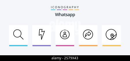 Whatsapp Line 5 Icon Pack Including . basic. flag. file. maximize. Creative Icons Design Stock Vector