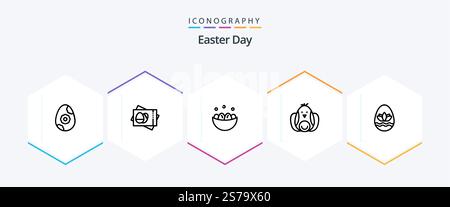 Easter 25 Line icon pack including egg. easter. celebration. robbit. chicken Stock Vector