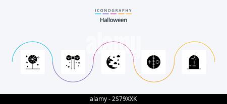 Halloween Glyph 5 Icon Pack Including voodoo. halloween. scary. doll. sky Stock Vector