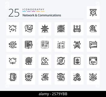 Network And Communications 25 Line icon pack including cloud. cogwheel ...