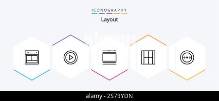 Layout 25 Line icon pack including draw. create. ui. vertical. layout Stock Vector