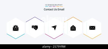 Email 25 Glyph icon pack including message. email. pin. email. delete Stock Vector