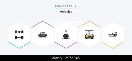 Vehicles 25 FilledLine icon pack including . . vehicles. wheel. car ...
