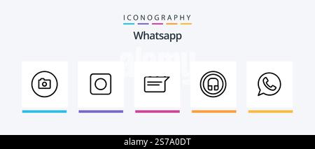 Whatsapp Line 5 Icon Pack Including . image. ui. research. Creative Icons Design Stock Vector