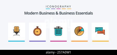 Modern Business And Business Essentials Line Filled 5 Icon Pack Including marker. map. basket. location. dustbin. Creative Icons Design Stock Vector