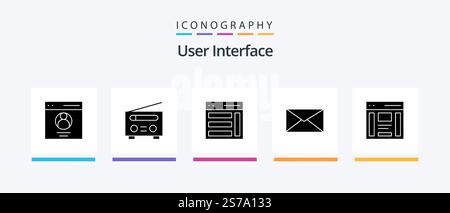 User Interface Glyph 5 Icon Pack Including user. mail. user. user. right. Creative Icons Design Stock Vector