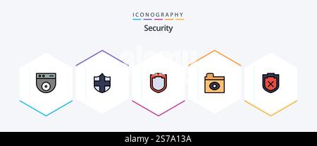 Security 25 FilledLine icon pack including . folder. Stock Vector