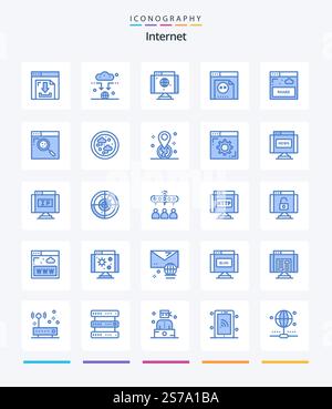 Creative Internet 25 Blue icon pack  Such As sharing. interface. computer. website. error Stock Vector