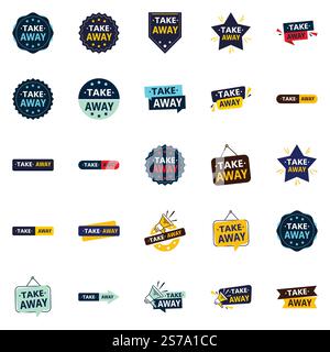 The Take Away Vector Collection 25 Dynamic Designs for Your Next Food Promotion Stock Vector