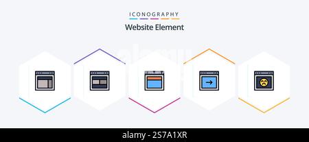Website Element 25 FilledLine icon pack including . website. website Stock Vector