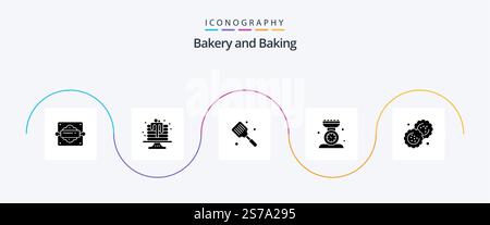 Baking Glyph 5 Icon Pack Including scale. kitchen. baked. cooking. spatula Stock Vector