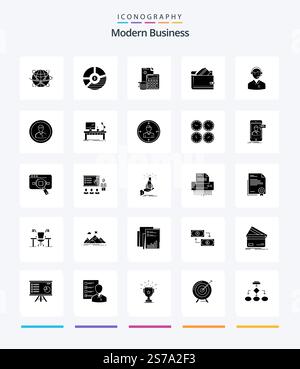 Creative Modern Business 25 Glyph Solid Black icon pack  Such As debt. accumulation. analysis. investment. seo Stock Vector