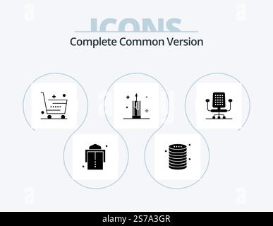 Complete Common Version Glyph Icon Pack 5 Icon Design. xmas. decoration. cart. christmas. shopping Stock Vector