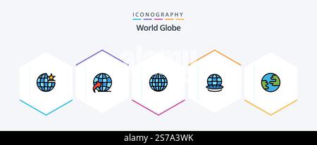 Globe 25 FilledLine icon pack including . globe. internet. earth. planet Stock Vector