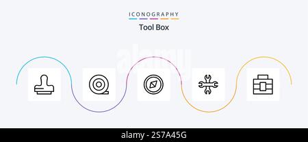 Tools Line 5 Icon Pack Including . tool. tools Stock Vector