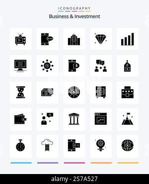 Creative Business And Investment 25 Glyph Solid Black icon pack  Such As user. interface. user. analytic. jewel Stock Vector