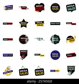Mega Sale Bundle 25 Fully Editable Vector Designs for Product Designers Stock Vector