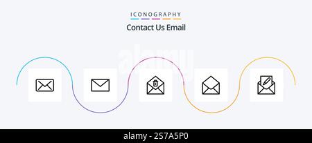 Email Line 5 Icon Pack Including . mail. mail. email Stock Vector