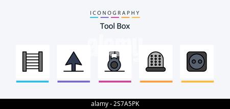 Tools Line Filled 5 Icon Pack Including . pen. tools. Creative Icons Design Stock Vector
