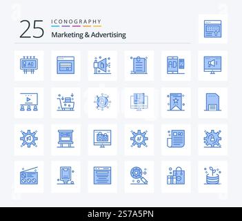 Marketing Blue 5 Icon Pack Including conference. press. check list ...