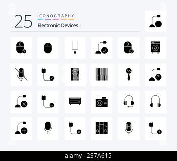 Devices 25 Solid Glyph icon pack including machine. devices. computers. big. hardware Stock Vector
