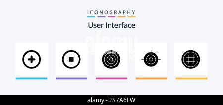 User Interface Glyph 5 Icon Pack Including . ui. line. interface. target. Creative Icons Design Stock Vector