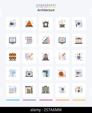Creative Architecture 25 Flat icon pack  Such As rope. hook. construction. crane. home Stock Vector