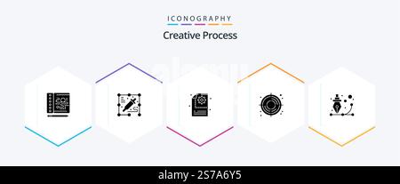 Creative Process 25 Glyph icon pack including process. graphic. gear. design. process Stock Vector