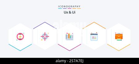 Ux And Ui 25 Flat icon pack including creator. article. creative. user interface design. interface web element Stock Vector