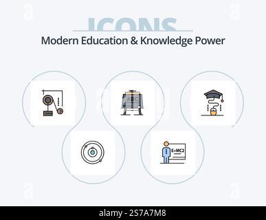 Modern Education And Knowledge Power Line Filled Icon Pack 5 Icon Design. knowledge. education. mouse. code learning. code Stock Vector