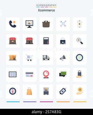 Creative Ecommerce 25 Flat icon pack  Such As shopping. ecommerce. cart. shopping. market Stock Vector