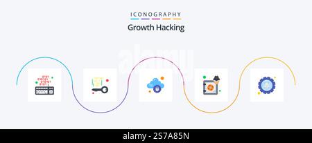 Hacking Flat 5 Icon Pack Including lock. hacker. security. deposit. internet Stock Vector