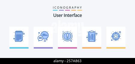 User Interface Blue 5 Icon Pack Including . user. user. target. finance. Creative Icons Design Stock Vector