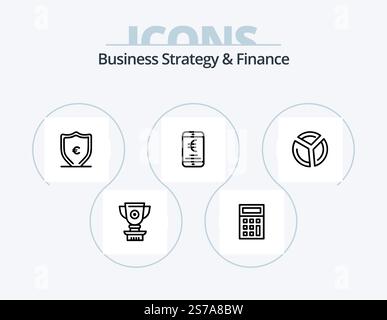 Business Strategy And Finance Line Icon Pack 5 Icon Design. business. statistic. board. pie chart. ecommerce Stock Vector