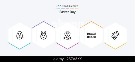 Easter 25 Line icon pack including easter. mail. easter. massege. easter Stock Vector