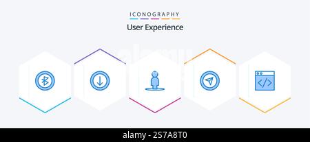 User Experience 25 Blue icon pack including . . user. development. web Stock Vector