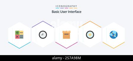 Basic 25 Flat icon pack including . internet. Stock Vector