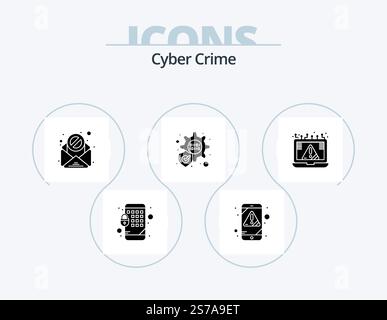 Cyber Crime Glyph Icon Pack 5 Icon Design. . notice. spam. cyber. connection Stock Vector