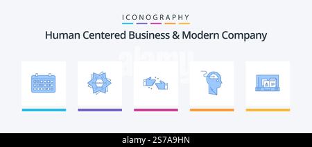 Human Centered Business And Modern Company Blue 5 Icon Pack Including upload. update. logo. cloud. ok. Creative Icons Design Stock Vector