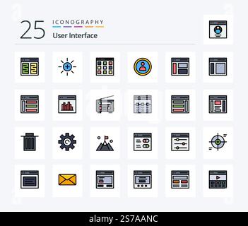 User Interface 25 Line Filled icon pack including communication. navigation. user. interface. user Stock Vector