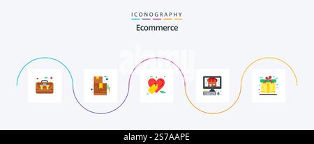 Ecommerce Flat 5 Icon Pack Including gift. ecommerce. ecommerce. shop. ecommerce Stock Vector