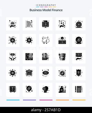 Creative Finance 25 Glyph Solid Black icon pack  Such As funds. charity. financial. purchase. invoice Stock Vector
