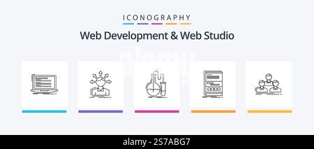 Web Development And Web Studio Line 5 Icon Pack Including internet. browser. monoblock. script. computer. Creative Icons Design Stock Vector