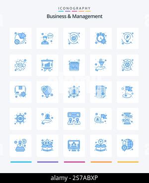 Creative Business And Management 25 Blue icon pack  Such As process. timer. safety. progress percent. counter Stock Vector