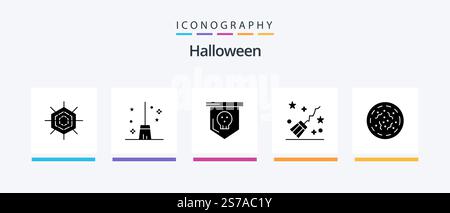 Halloween Glyph 5 Icon Pack Including spooky. halloween. halloween. witchcraft. halloween. Creative Icons Design Stock Vector