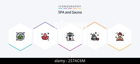 Sauna 25 FilledLine icon pack including . . plant. flower. hand Stock ...