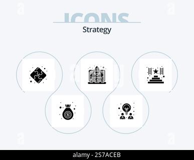 Strategy Glyph Icon Pack 5 Icon Design. . award. strategy. success. start up Stock Vector