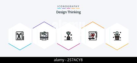 Design Thinking 25 FilledLine icon pack including rgb. color. drawing. pen Stock Vector