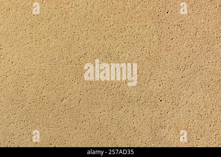 surface of light beige or off white sponge cushion, textured soft and slightly bouncy material with tiny holes or pores, abstract background Stock Photo